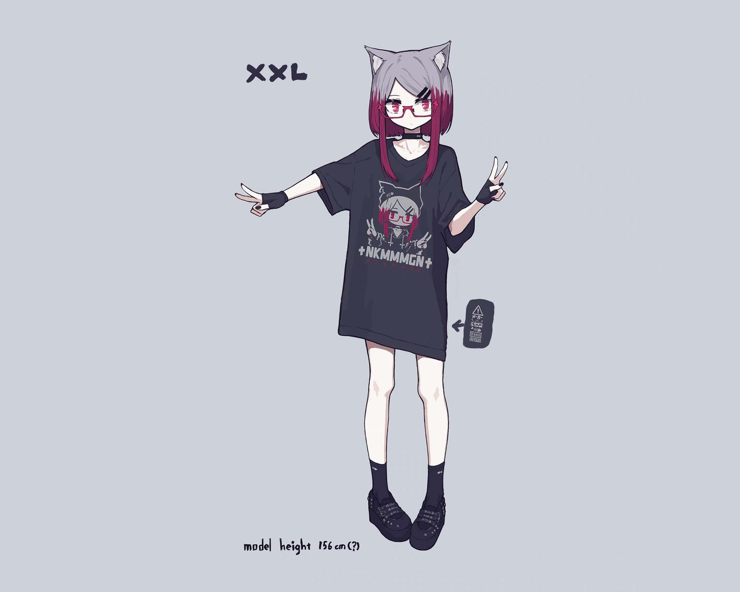 A Big Expired Glasses Neko Black Tee