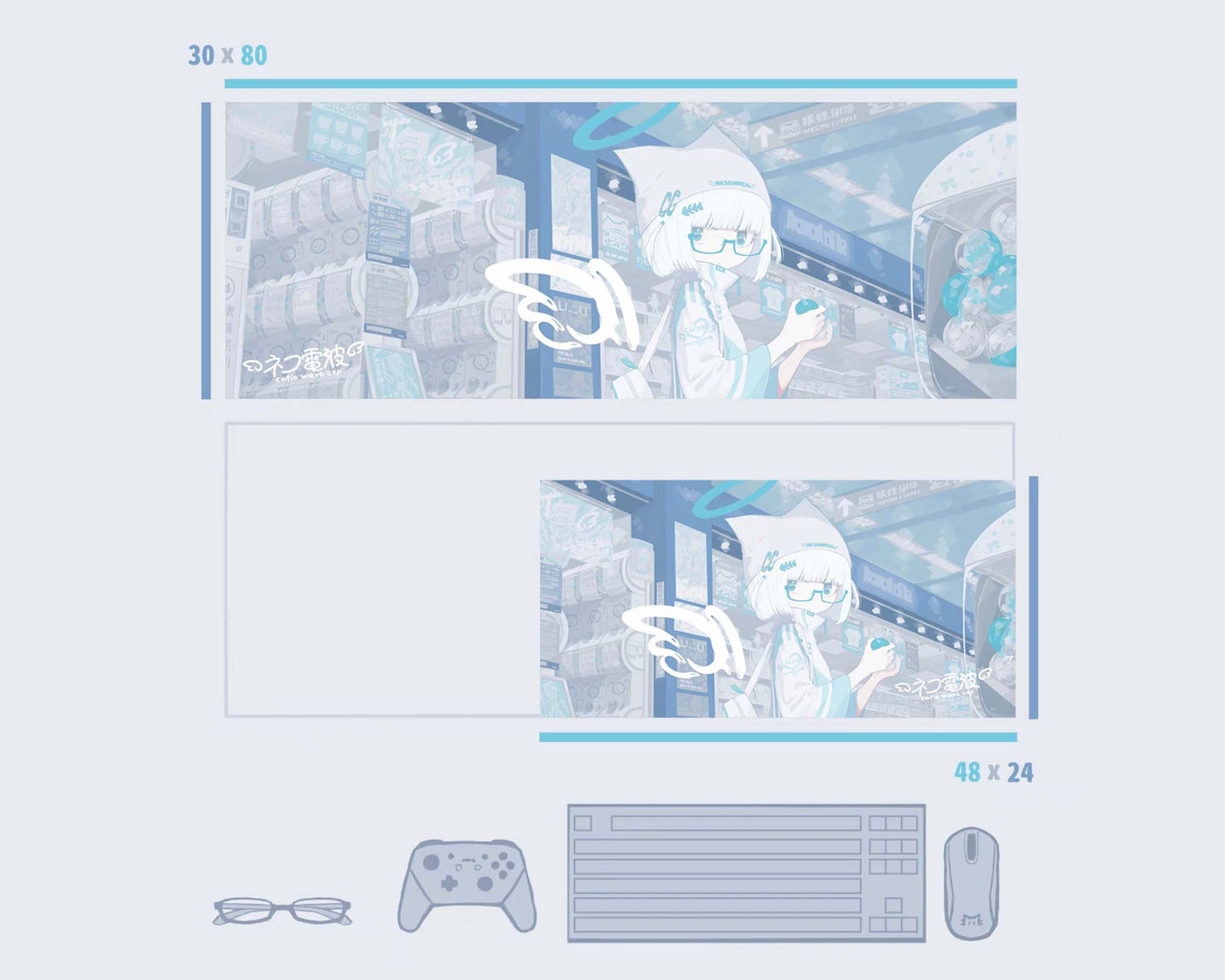 Aqua Angel Glasses Neko Deskmat