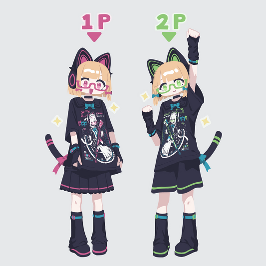 Blue Archive Momoi & Midori - Glasses Maid Catgirls T-Shirt