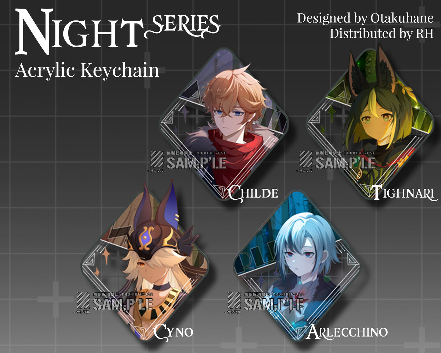 Genshin Impact *Night* Series Keychain Standee set