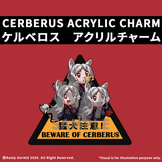 Helltaker "BEWARE OF CERBERUS" Acrylic Keychain - RustyHermit